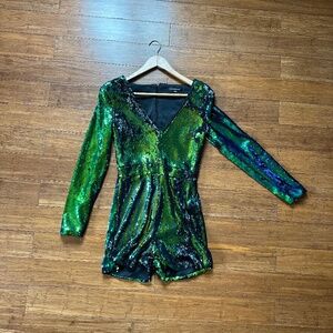 Green sequin hot pants jumper